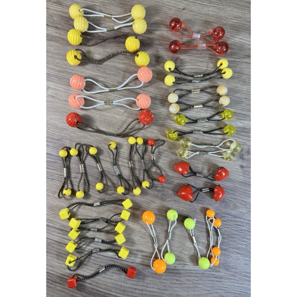 Vintage Knocker Ball Hair Tie Ponytail Holder Large Medium Heart 80s 38pc Retro